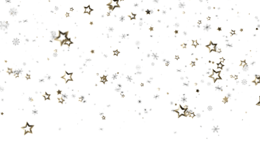 Beyaz arka plana düşen altın yıldızlar ve kar taneleri.