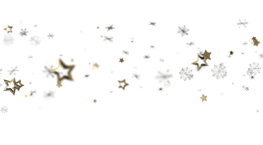 Beyaz bir zemin üzerinde altın yıldızlar ve kar taneleri