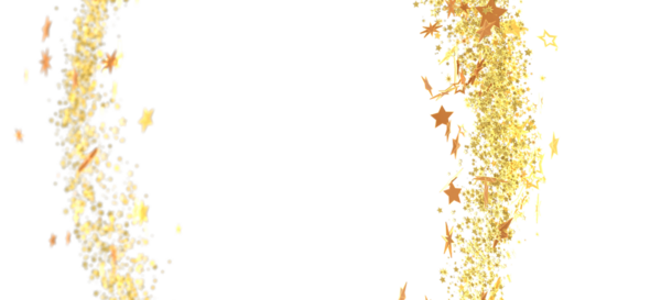 Tasarım kullanımı için beyaz arkaplanda altın yıldız patlamaları parıldıyor