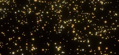 Kutlama tasarımı için karanlık bir zemin üzerinde parıldayan yıldız parçacıkları