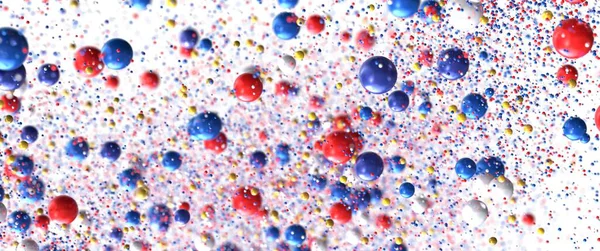 Beyaz Arkaplanda Yüzen Soyut Renkli Baloncuklar ve Parçacıklar