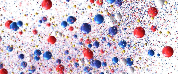 Beyaz Arkaplanda Yüzen Soyut Renkli Baloncuklar ve Parçacıklar