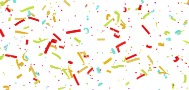 Beyaz arka plana renkli bir konfeti düşüyor, parti kutlaması