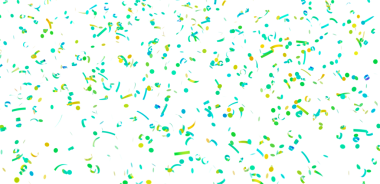 Beyaz arka plana renkli bir konfeti düşüyor, parti kutlaması