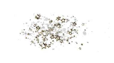 Parlayan Altın Yıldızlar ve Beyaz Arkaplanda Patlayan Kar Taneleri