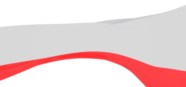 Gri alan minimalist tasarımı üzerinde soyut kırmızı eğri