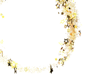 Kutlama tasarımları için beyaz arka planlı altın yıldız konfeti çemberi