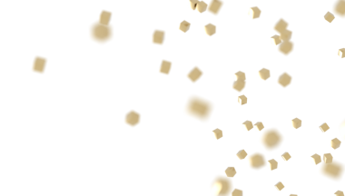 Soyut altın küp konfetileri kutlamalar için beyaz arka plana saçıldı