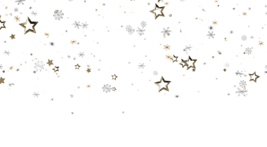 Beyaz arka planda parlayan yıldızlar ve kar taneleri