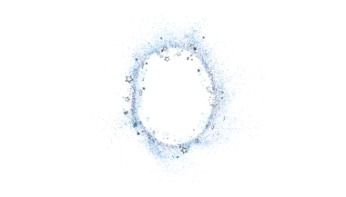 Parlak mavi yıldızlar ve beyaz arkaplanda parıltılı çerçeve, tasarım elementi