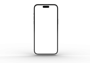 Beyaz arkaplanda boş ekranı olan modern akıllı telefon, tasarım kavramı