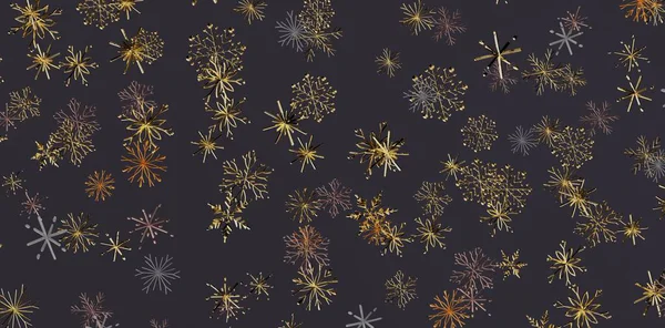 Kış Tatilleri İçin Karanlık Arkaplanda Soyut Altın Kar Taneleri