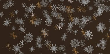 Kahverengi Arkaplanda Soyut Kar Taneleri Şablonu Tatil Sezonu İçin