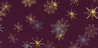 Zengin Burgundy Arkaplanda Zarif Kar Tanesi Şablonu