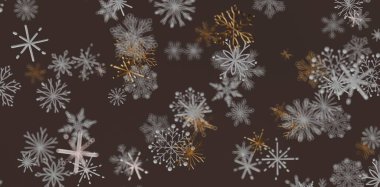 Noel sezonu için Kahverengi Arkaplanda Soyut Kar Tanesi Deseni