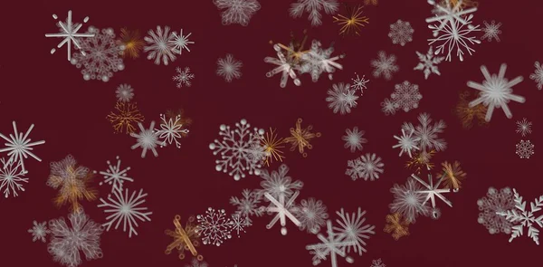 Noel için Burgundy Arkaplanındaki Soyut Kar Taneleri