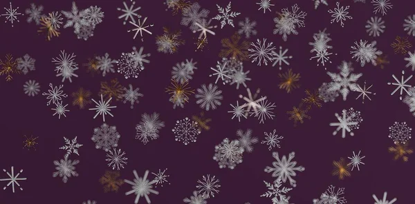 Derin Mor Kış Arkaplanına Karşı Soyut Kar Taneleri