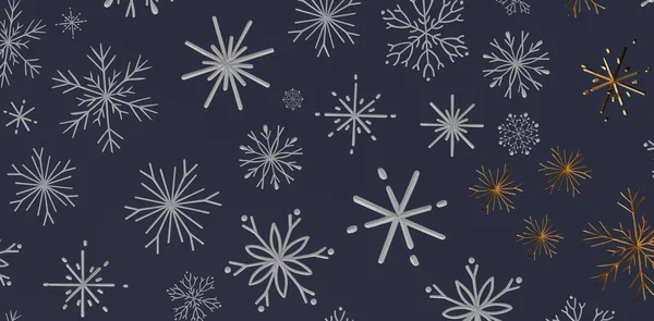 Gümüş ve Altın Elementli Kar Tanesi Arkaplanı