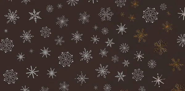 Festivalsel tasarımlar için kahverengi arkaplanda kar tanesi deseni