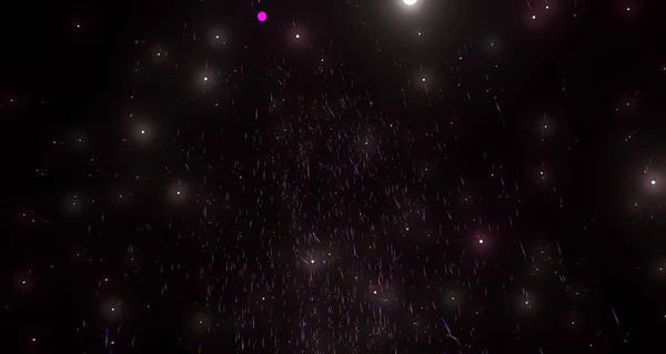 Parlak ışık ve efektlerle soyut yıldızlı gece gökyüzü
