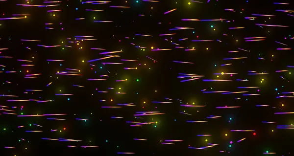 Siyah Arkaplanda Soyut Renkli Parçacık Çizgileri