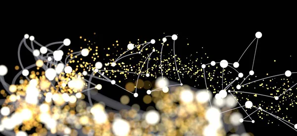 Birbirine bağlı nokta ve ışıklardan oluşan soyut ağ