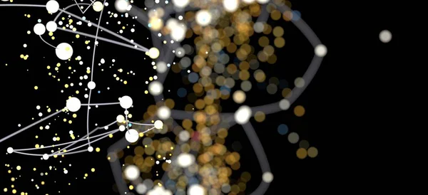 Kara Arkaplan Üzerine Aydınlanmış Parçacıkların Soyut Sanatı