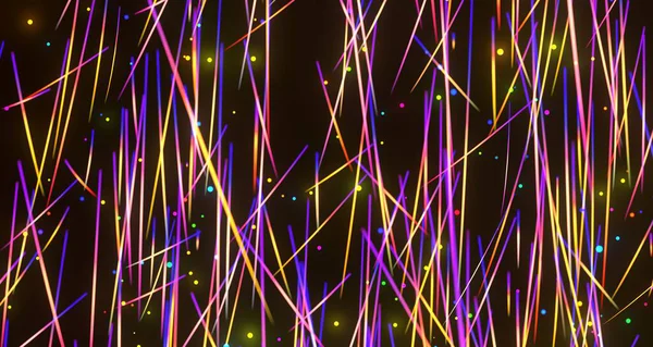 Siyah Arkaplanda Soyut Renkli Çizgiler ve Noktalar