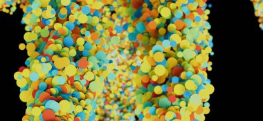 Siyah arkaplanda soyut renkli baloncuklar