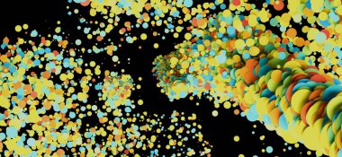 Siyah Üzerinde Yüzen Soyut Renkli Baloncuklar