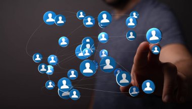 Sosyal medya kavramını temsil eden dijital ağ bağlantısı