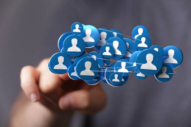 İnsan bağlantı ağı soyut illüstrasyon kavramında görüntülendi