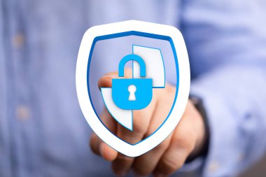 Veri koruma kavramı, asma kilitli güvenlik ve güvenlik sembolü