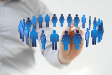 Takım çalışmasını ve ağ oluşturmayı temsil eden kişilere iş eli çizimi