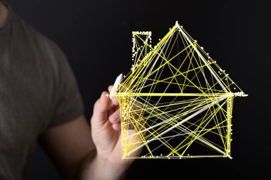 Çizgileri olan dijital bir ev tasarımının kavramsal çizimi