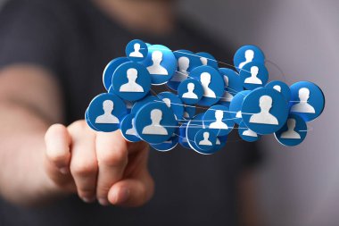 Bağlı kişilerle dijital ağ, topluluğu ve desteği gösterir