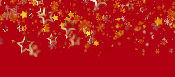 Festive Holiday Red Background with Stars and Snowflakes