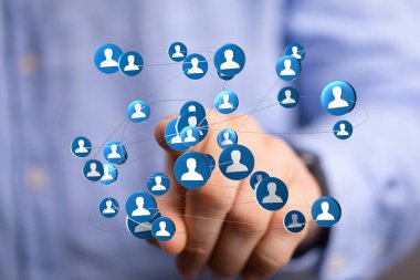 El teması kullanıcıları ile dijital ağ bağlantısı, takım çalışması kavramı