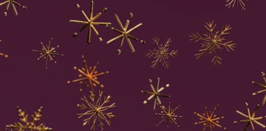 Noel için Mor Arkaplanda Soyut Altın Kar Taneleri