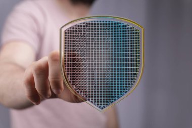 Kalkan Koruma Teknolojisi Görselleştirmesi ile Dijital Veri Güvenliği Konsepti