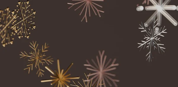 Abstract Snowflakes Design on Brown Background for Christmas Season