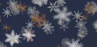 Koyu Mavi Arkaplanda Soyut Kar Taneleri Deseni