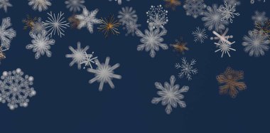 Koyu Mavi Arkaplanda Parlayan Soyut Kar Tanesi Kış Tatili Teması