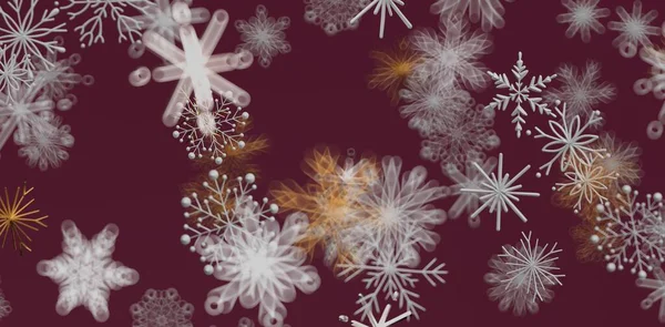 Abstract Snowflake Pattern on Maroon Background for Winter