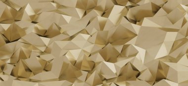 Altın tonlarda soyut geometrik üç boyutlu desen, modern dijital tasarım sanatı