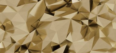 Çokgen düşük poligonal tasarım arka planına sahip soyut geometrik altın yüzey