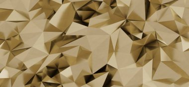 Soyut geometrik 3D altın çokgen arkaplan desenli yüzey