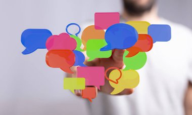 Renkli Konuşma Baloncukları İletişim ve Sosyal Ağı Temsil Ediyor