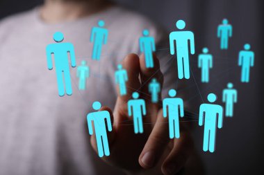 Dijital insanlarla insan ağ bağlantısı kavramı, işbirliği.