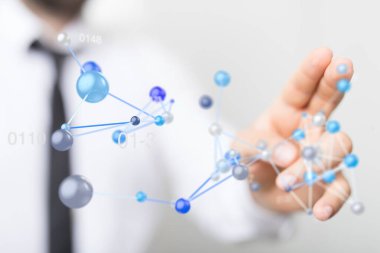 İşadamı Dijital Ağ Verisiyle Etkileşim